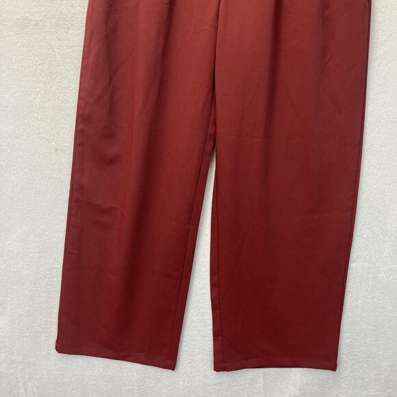 Halara Pleated Wide Leg Pants Womens Medium Petite MP Red High Rise Elastic - Picture 7 of 14
